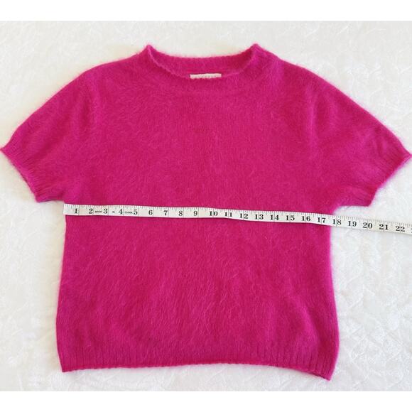 Vintage Express Size M Angora Fuzzy Pullover Sweater Top Hot Pink 90s Y2K - Picture 7 of 9